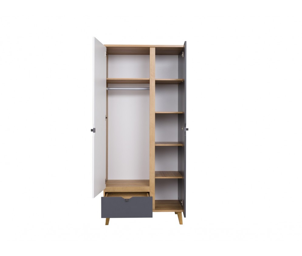 Schrank 1D1SZ Nome Weiß/Eiche Gold/Graphit