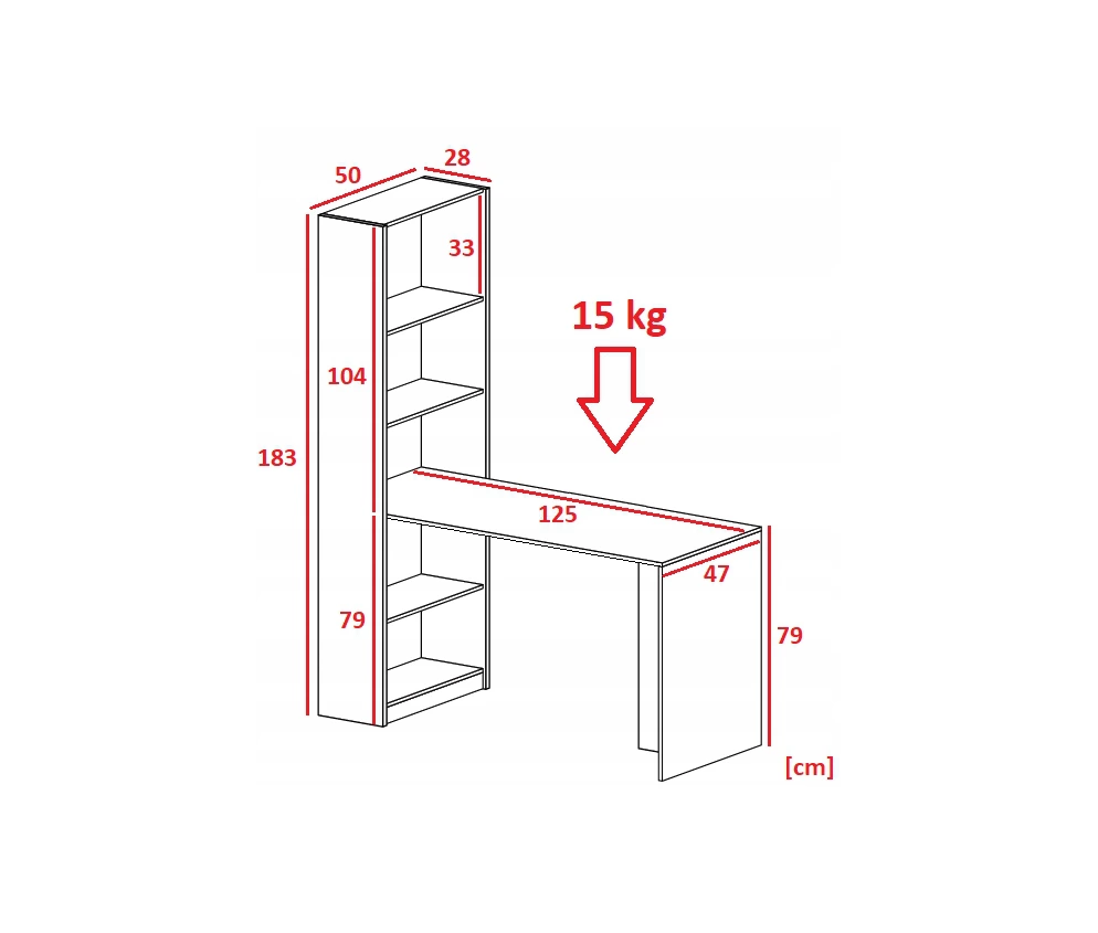 Schreibtisch mit Regal B-1 3 Farben