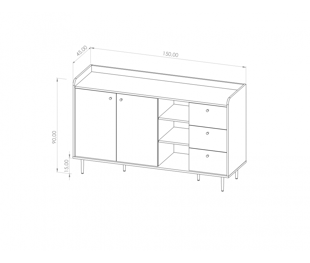 Kommode Viso 2D3SZ Brandy Castello