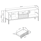 RTV-Schrank Viva 154 Schwarz Matt/Schwarz Gestell