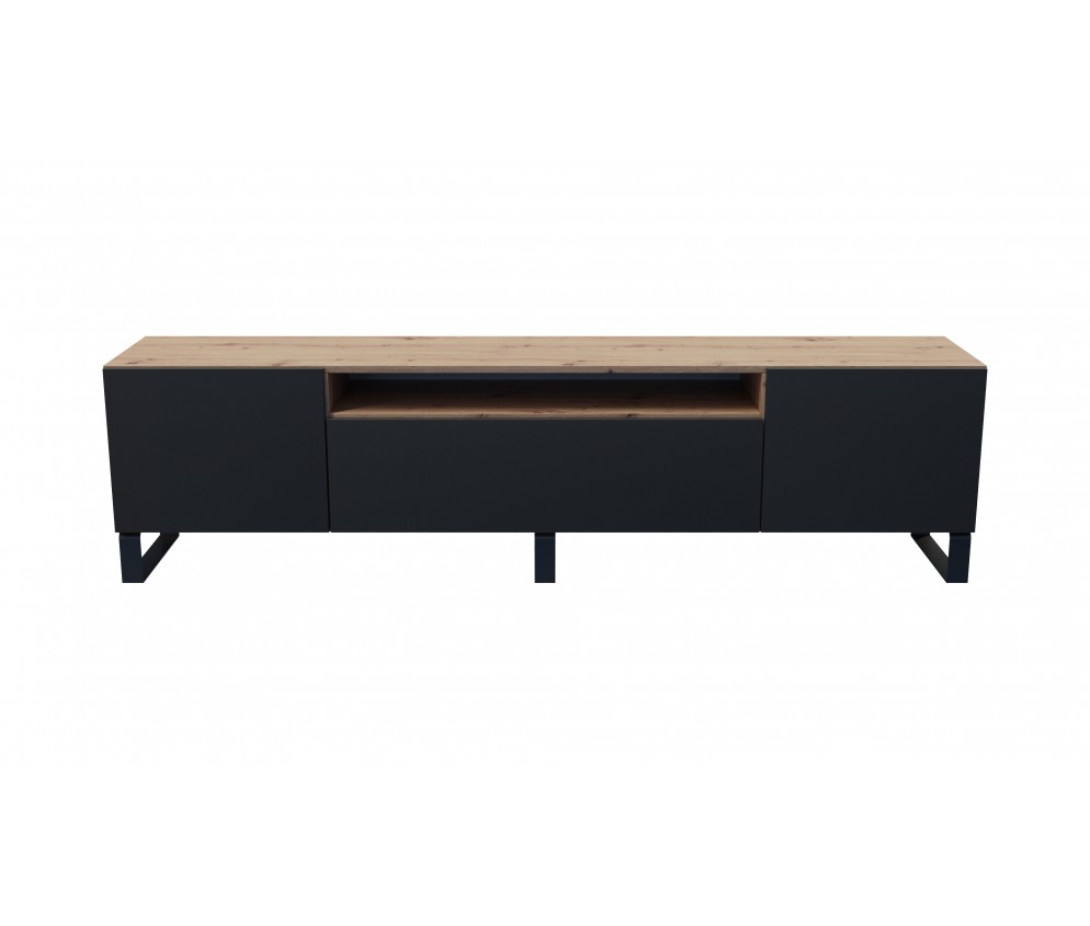 RTV-Schrank Leo Eiche Artisan/Schwarz Matt stehend