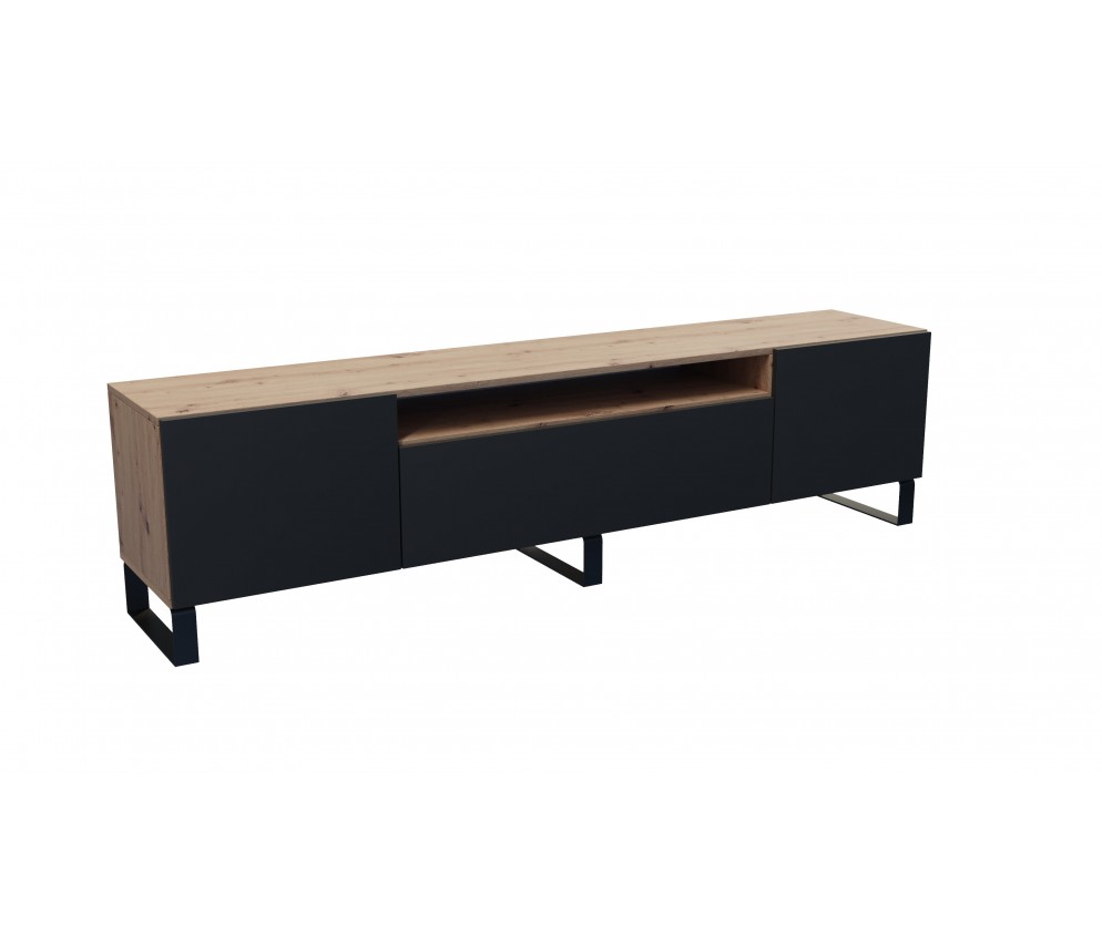 RTV-Schrank Leo Eiche Artisan/Schwarz Matt stehend