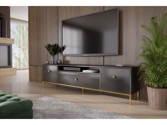 RTV-Schrank Mell Schwarz Matt/Gold