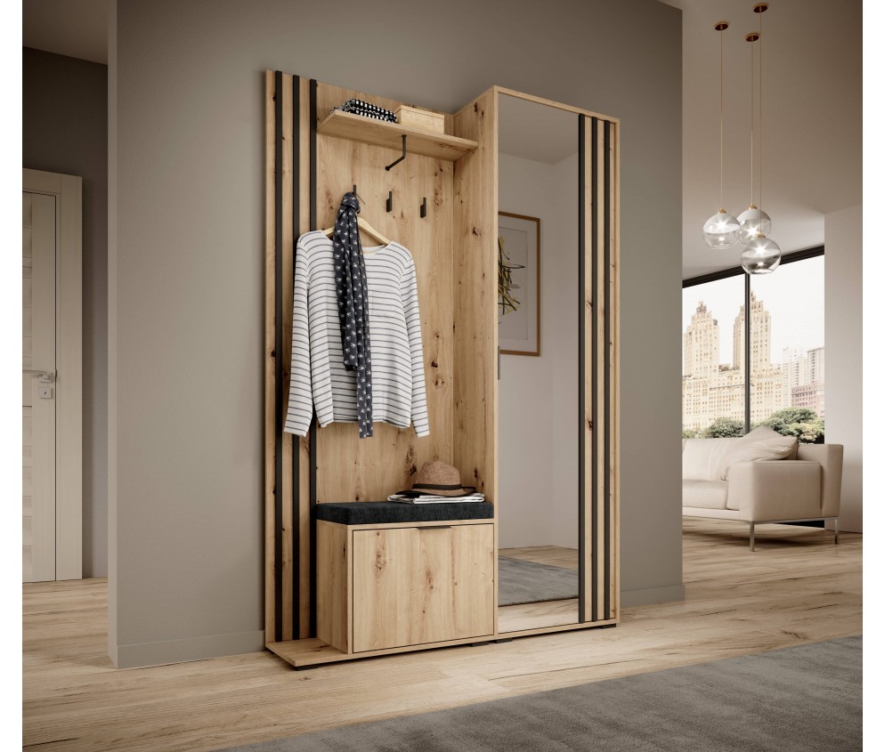 Garderobe Telo Eiche Artisan+Schwarz