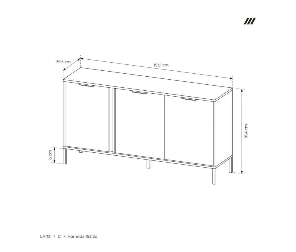 Kommode Mia 153 ohne Schubladen