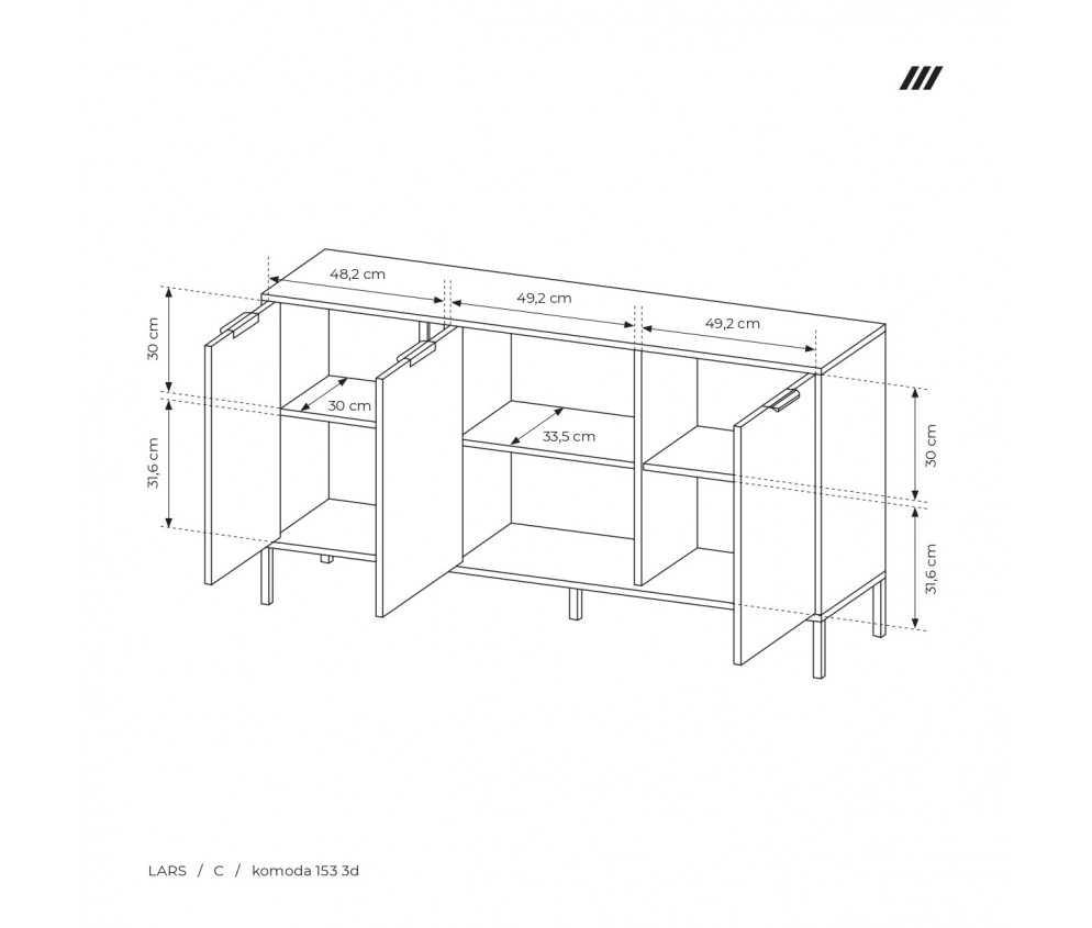 Kommode Mia 153 ohne Schubladen