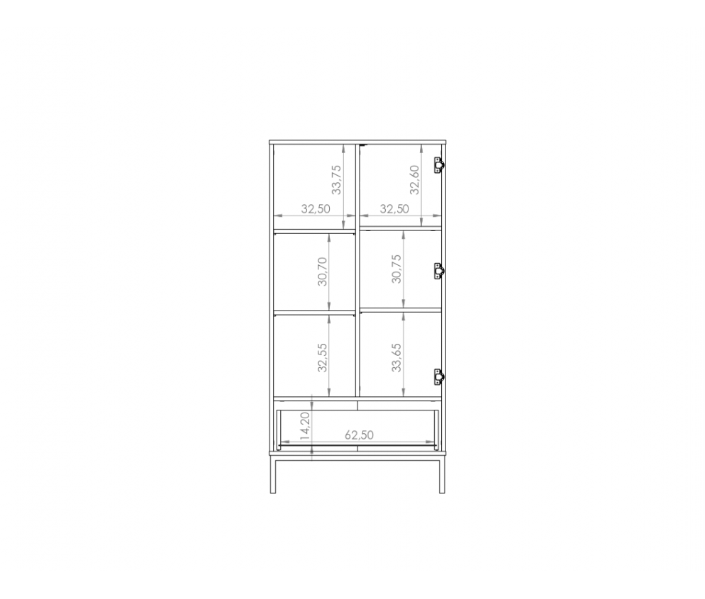 Kommode 70/140 Aria Esche Portland Schwarz