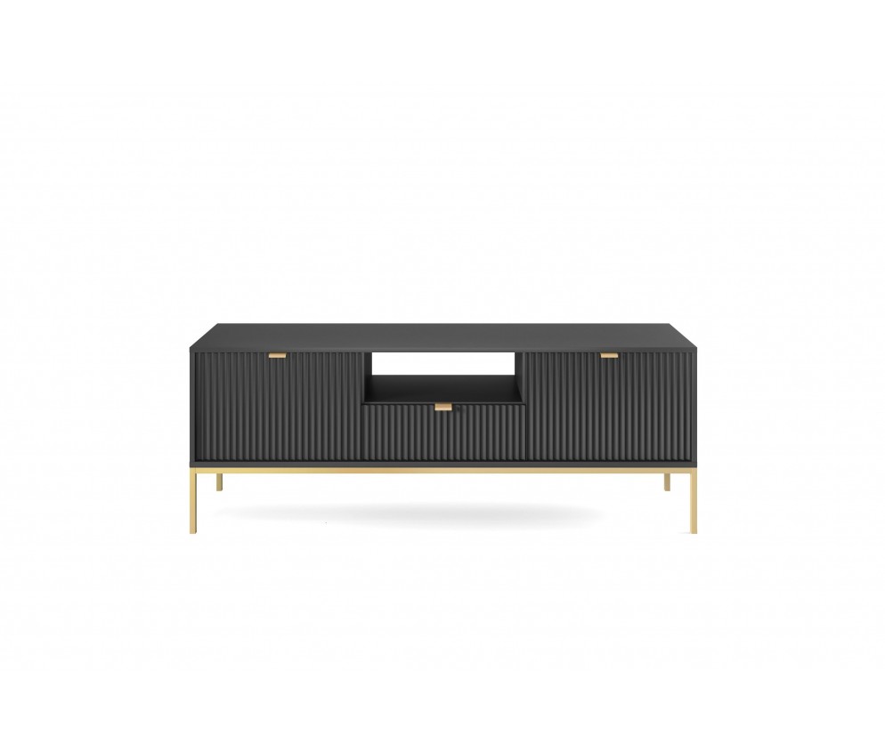 RTV-Schrank Viva 154 Schwarz Matt/Gold Gestell