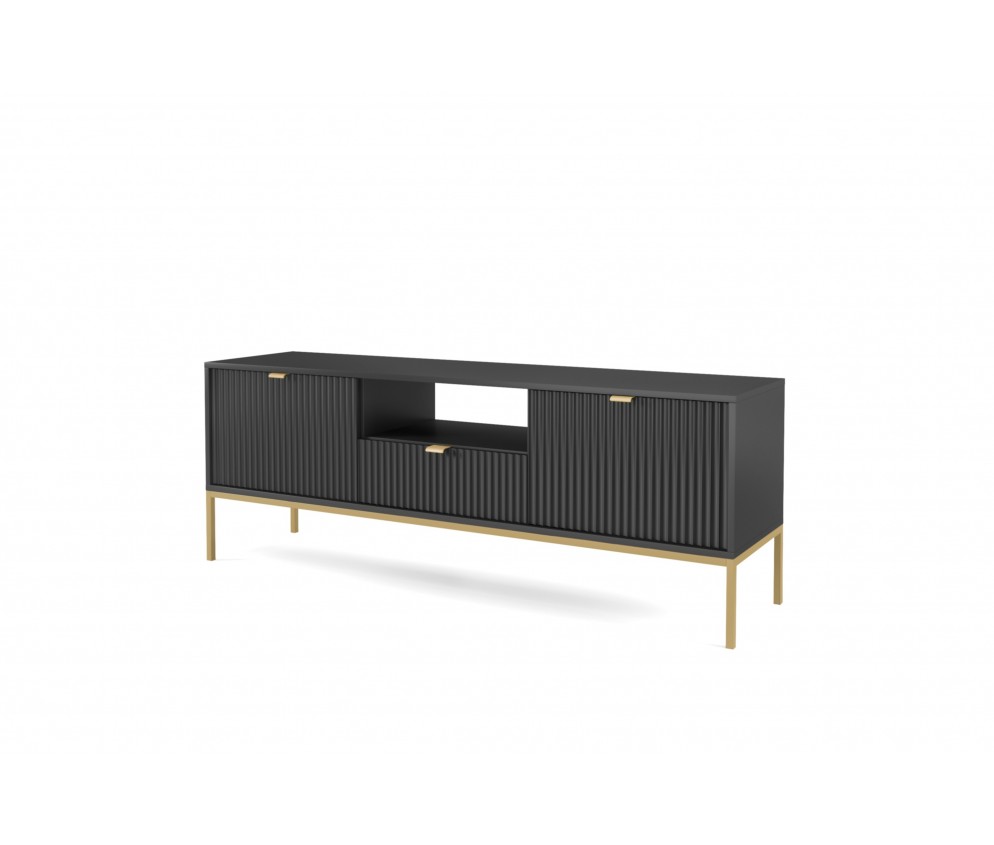 RTV-Schrank Viva 154 Schwarz Matt/Gold Gestell