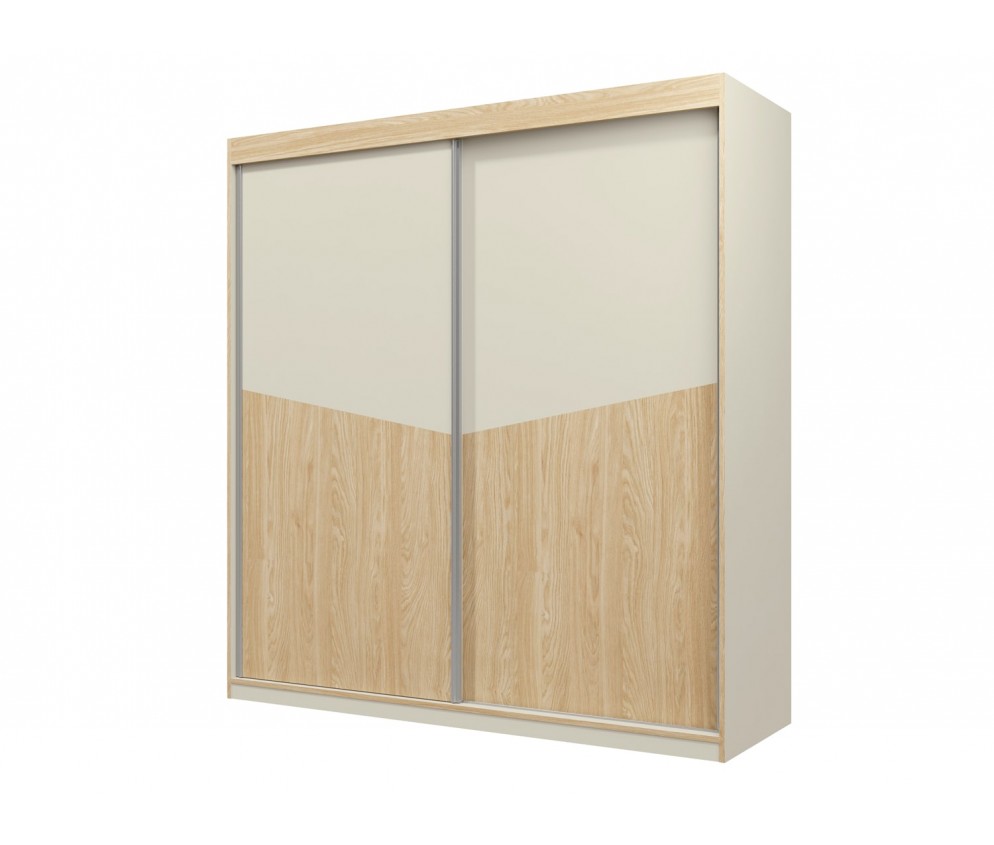 Schrank Amber 2D 200 Eiche Grau-Beige / Oliveneiche