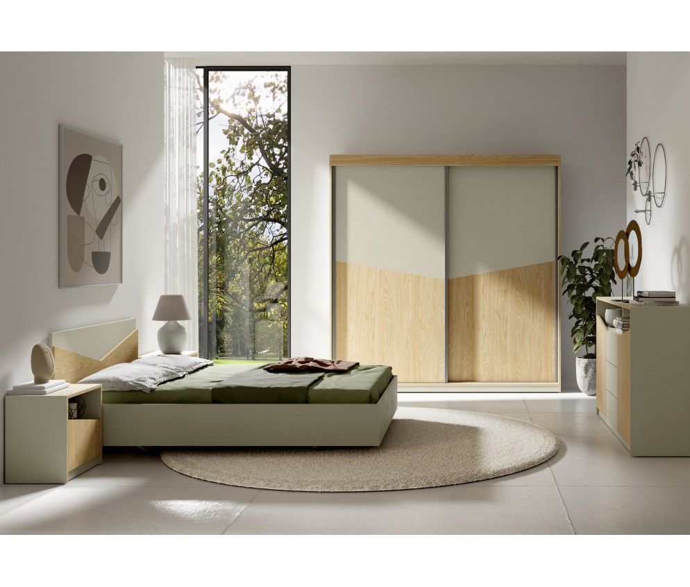 Kommode Amber 2D3S 150 Grau-Beige / Oliveneiche