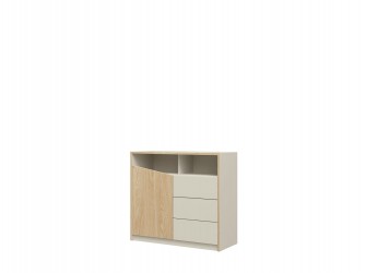 Kommode Amber 1D3S 100 Grau-Beige / Oliveneiche