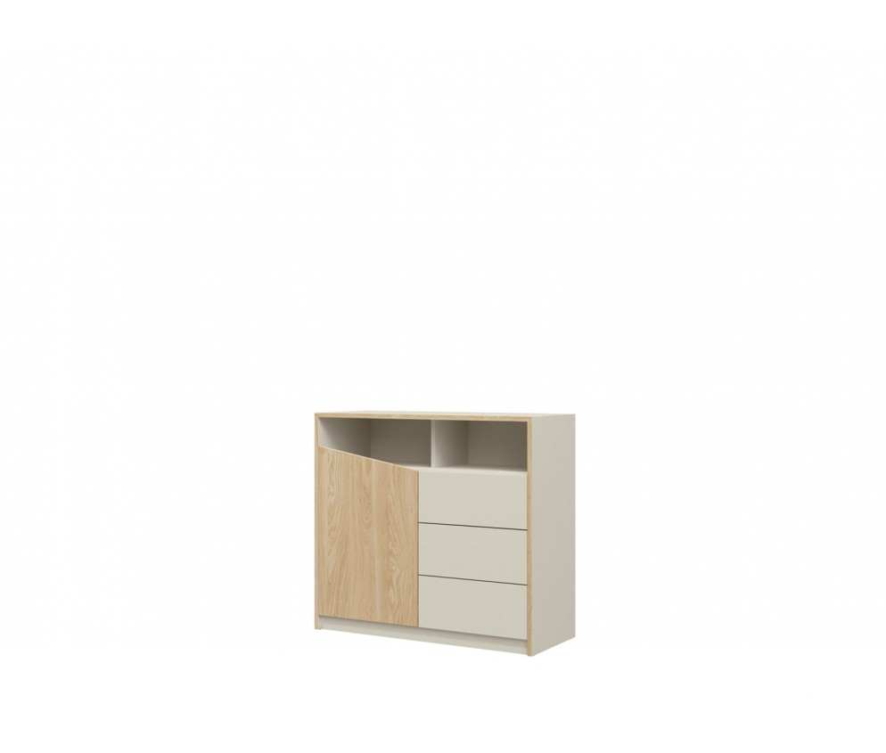 Kommode Amber 1D3S 100 Grau-Beige / Oliveneiche