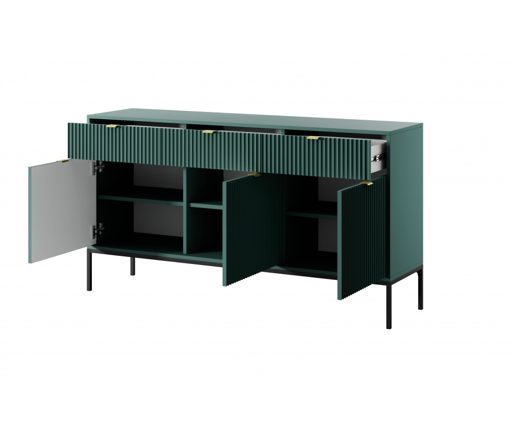 Kommode Viva 154 Labrador Green/Schwarz Gestell/Gold Griff