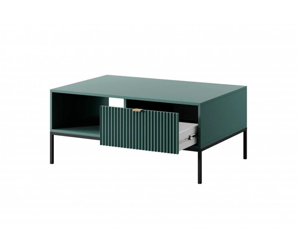 Couchtisch Viva 104 Labrador Green/Schwarz Gestell/Gold Griff