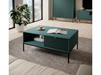 Couchtisch Viva 104 Labrador Green/Schwarz Gestell/Gold Griff