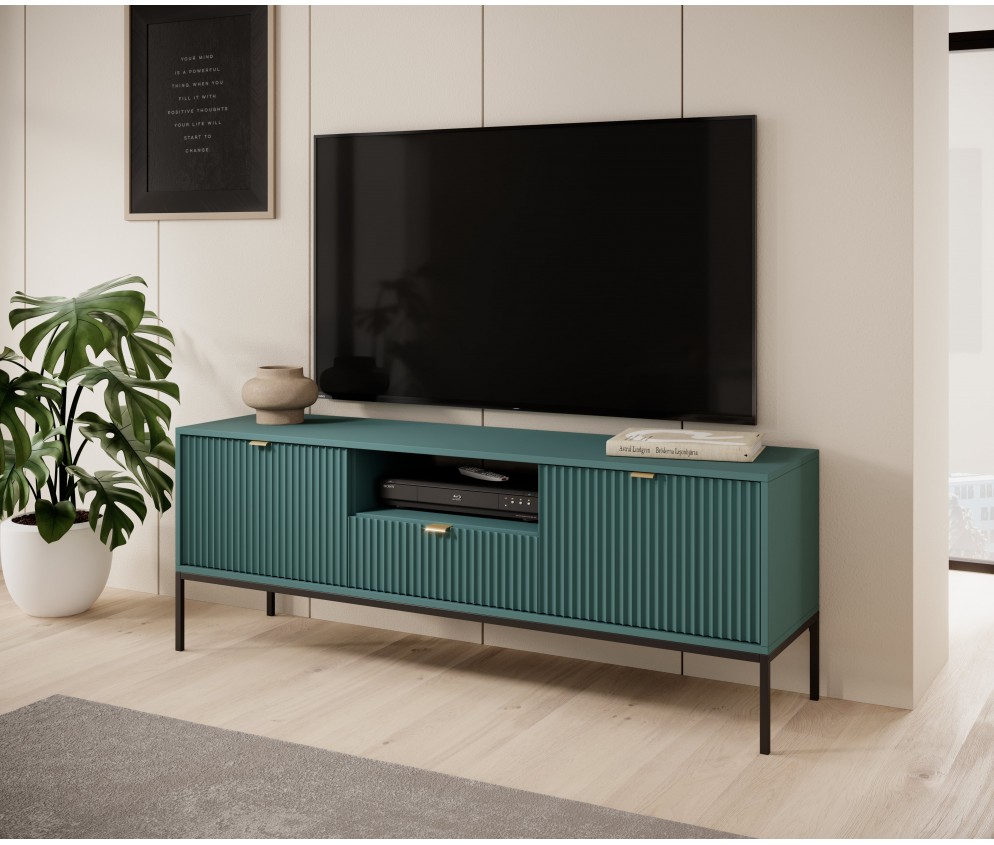 RTV-Schrank Viva 154 Labrador Green/Schwarz Gestell/Gold Griff