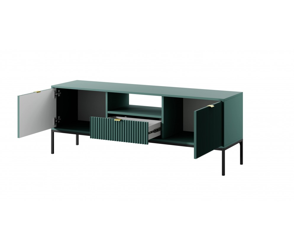RTV-Schrank Viva 154 Labrador Green/Schwarz Gestell/Gold Griff