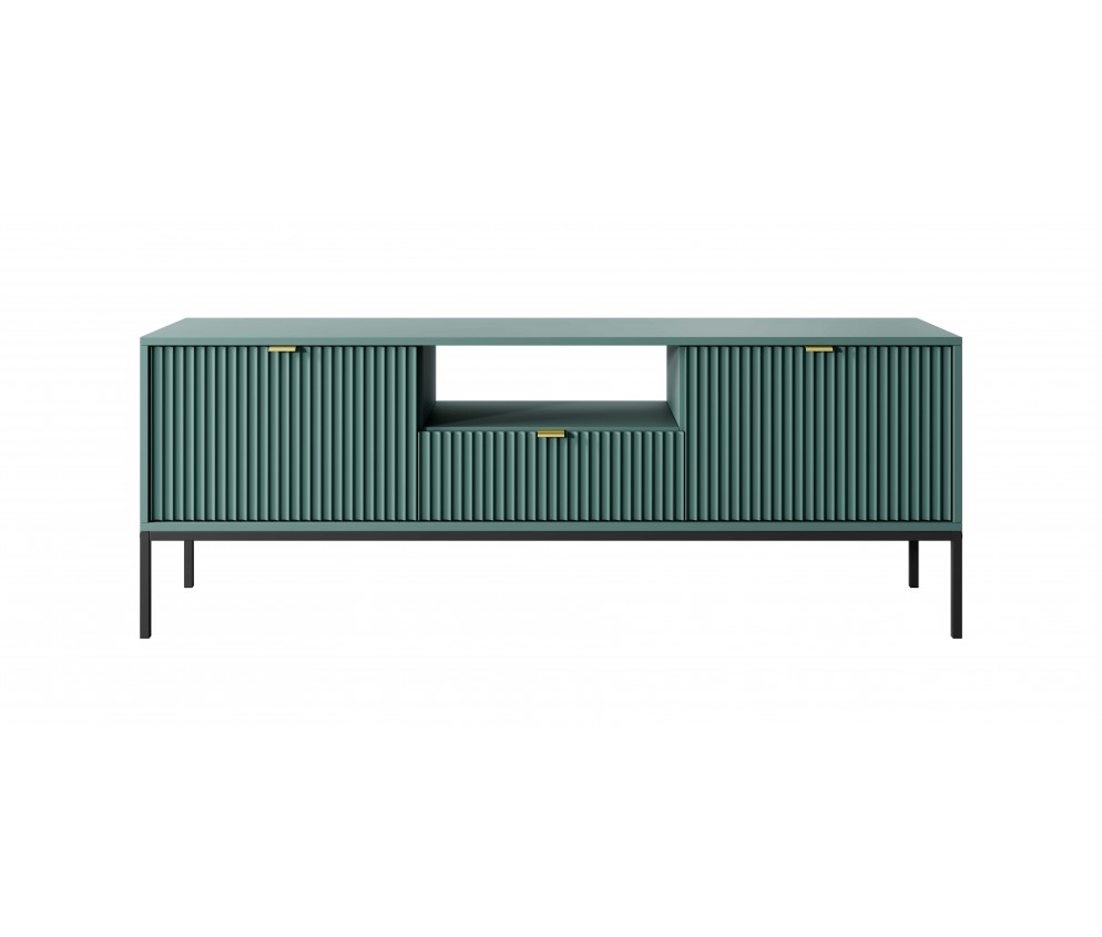 RTV-Schrank Viva 154 Labrador Green/Schwarz Gestell/Gold Griff