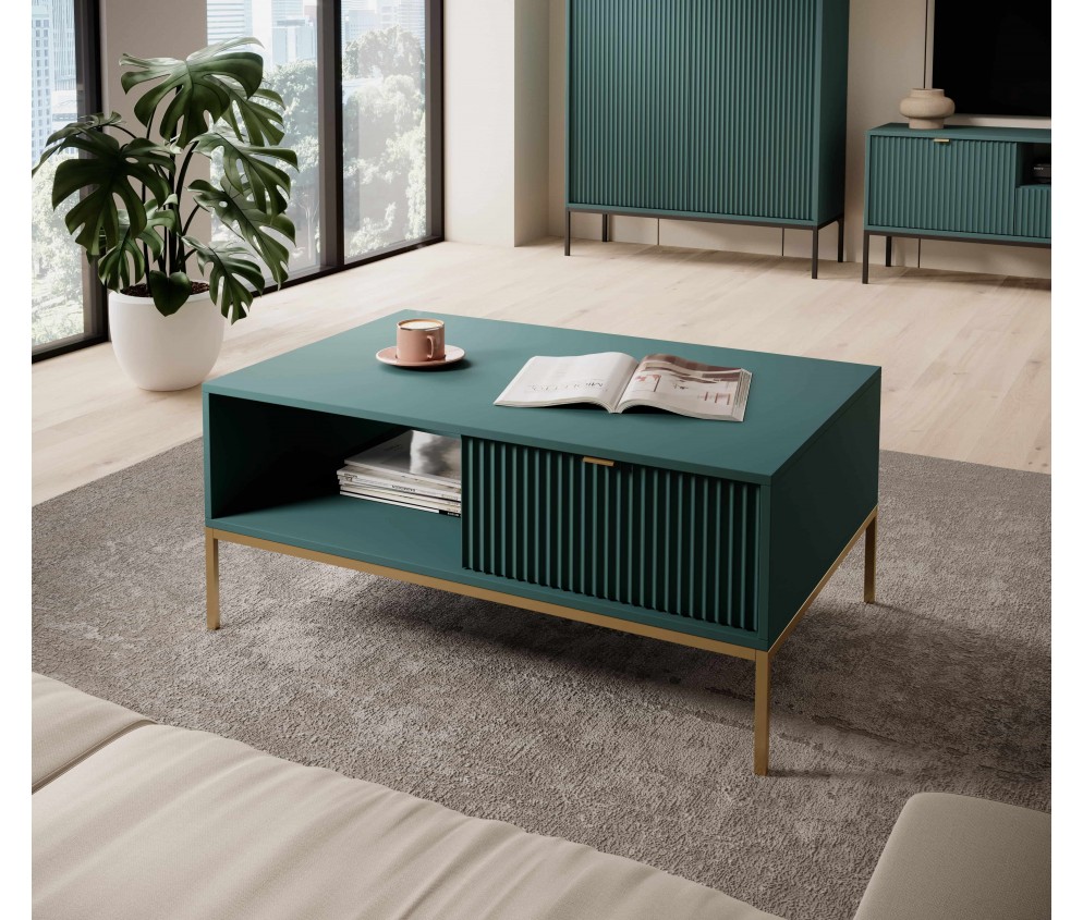 Couchtisch Viva 104 Labrador Green/Gold Gestell/Gold Griff