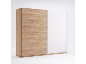 Schiebeschrank Amanda 250 Tür Weiß Glanz/Eiche Craft