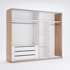 Schiebeschrank Amanda 250 Tür Weiß Glanz/Eiche Craft