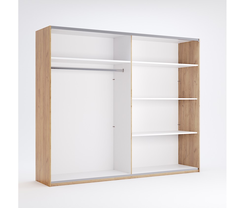 Schiebeschrank Amanda 250 Tür Weiß Glanz/Eiche Craft