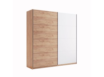 Schiebeschrank Arnika 150 Tür Weiß Glanz/Eiche Craft