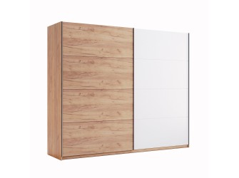 Schiebeschrank Arnika 250 Tür Weiß Glanz/Eiche Craft