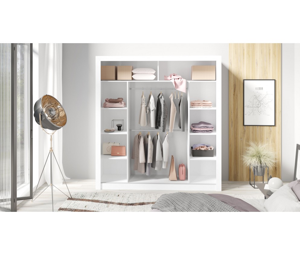 Schrank Carmen 200 Weiß/Marmor Bianco