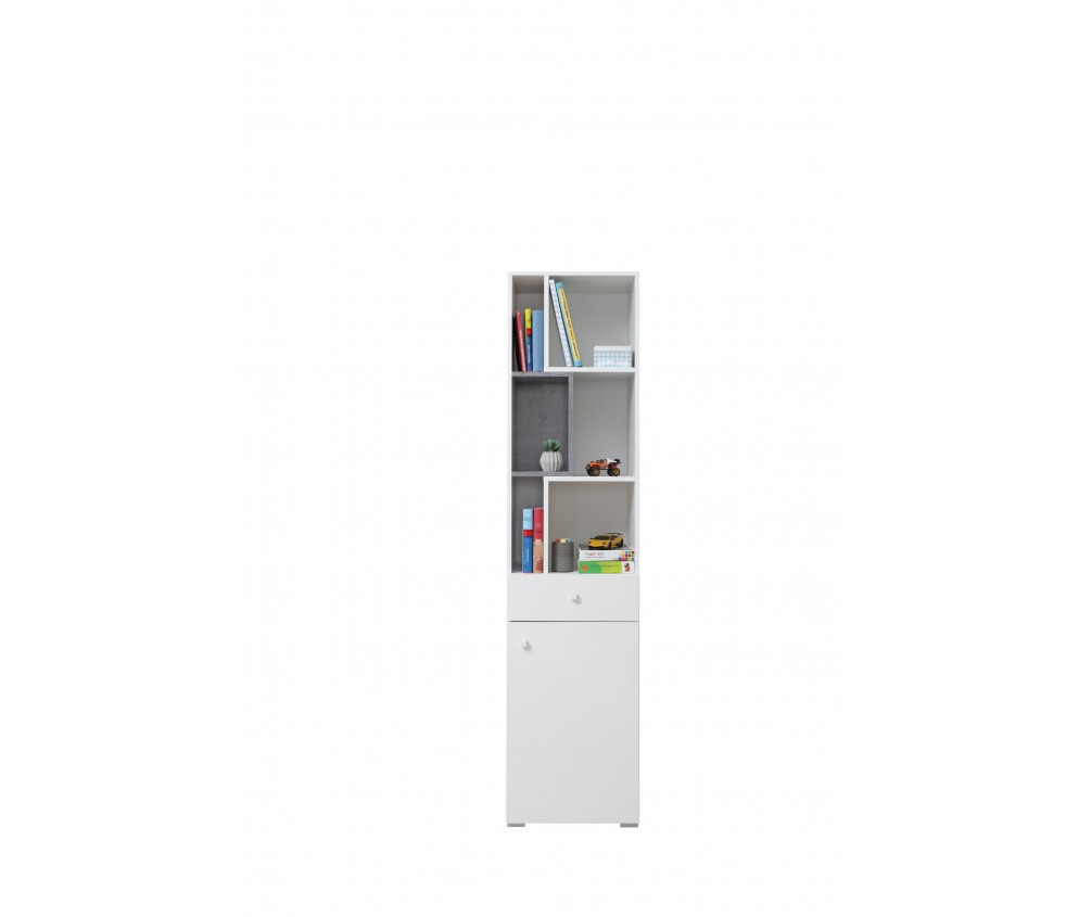 Schrank Sam 45 1D1SZ Weiß Lux/Beton RECHTS/lINKS