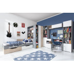 Schrank Sam 80 RECHTS/LINKS 2D2SZ Weiß Lux/Beton/Eiche