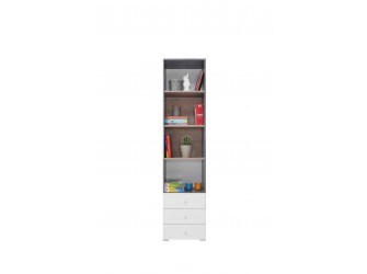 Schrank Sam 45 3SZ Weiß Lux/Beton/Eiche