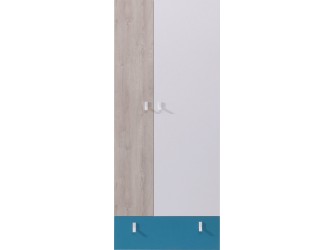 Schrank Plan 80 2D1SZ Weiß Lux/Eiche/Marine