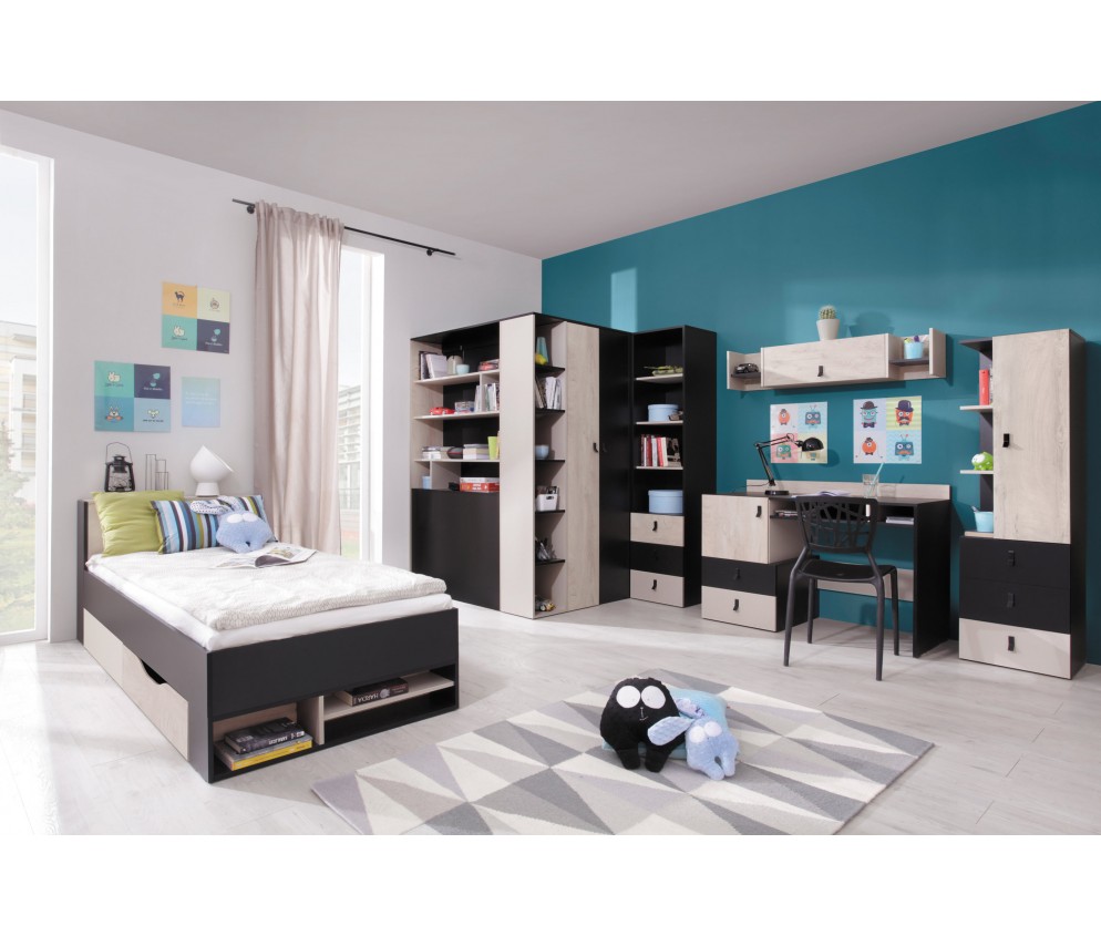 Schrank Plan 135 RECHTS/LINKS Schwarz/Eiche/Beige