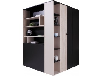 Schrank Plan 135 RECHTS/LINKS Schwarz/Eiche/Beige