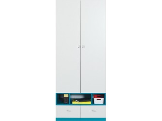 Schrank Kamaro 80 2D2SZ Weiß Lux/ Türkis