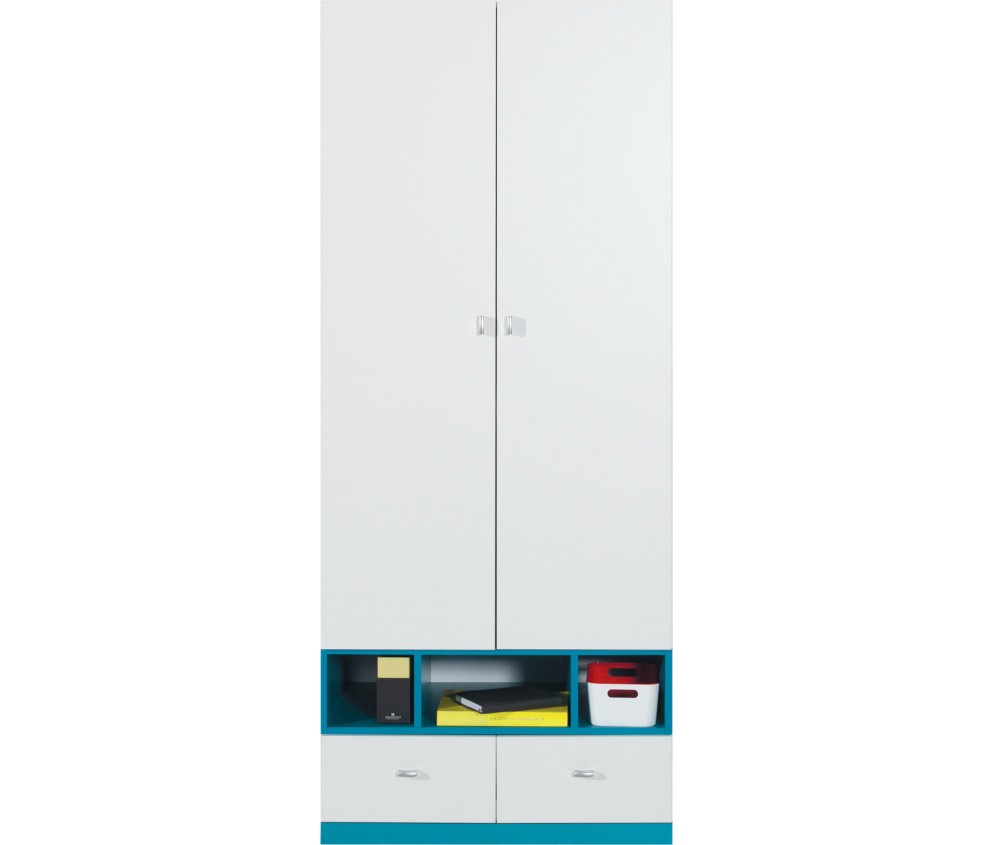 Schrank Kamaro 80 2D2SZ Weiß Lux/ Türkis