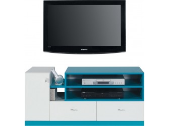 Schrank-RTV Kamaro 120 Weiß Lux/ Türkis