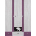 Schrank Naomi 140 3D3SZ Kiefer Bielona/Viola