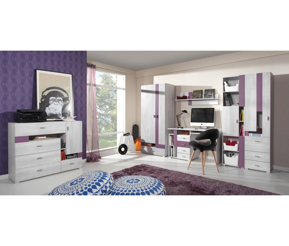 Schrank Naomi 140 3D3SZ Kiefer Bielona/Viola