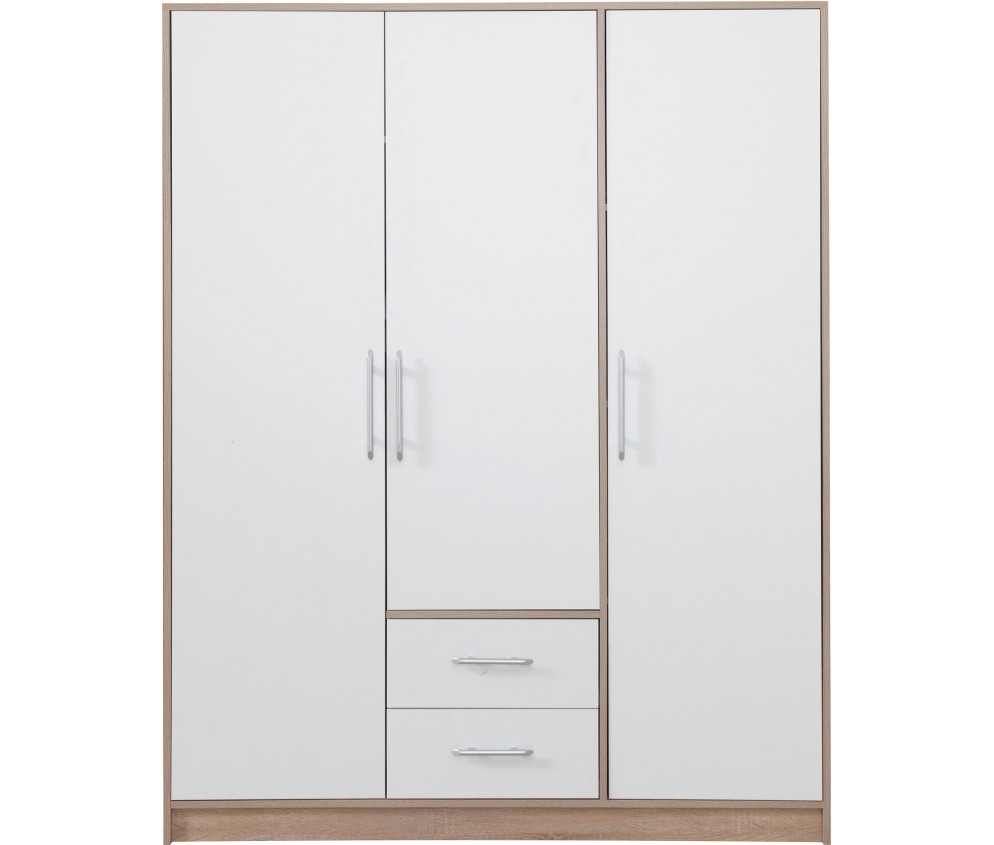 Schrank Simon 150 3D2SZ Eiche Sonoma/Weiß Lux