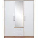 Schrank Simon 150 3D2SZ Eiche Sonoma/Weiß Lux mit Spiegel