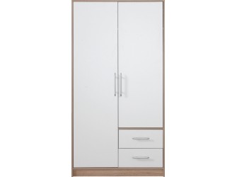 Schrank Simon 100 2D2SZ Eiche Sonoma/Weiß Lux