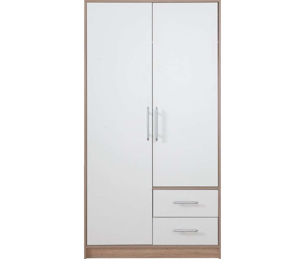 Schrank Simon 100 2D2SZ Eiche Sonoma/Weiß Lux