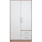 Schrank Simon 100 2D2SZ Eiche Sonoma/Weiß Lux