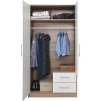 Schrank Simon 100 2D2SZ Eiche Sonoma/Weiß Lux mit Spiegel