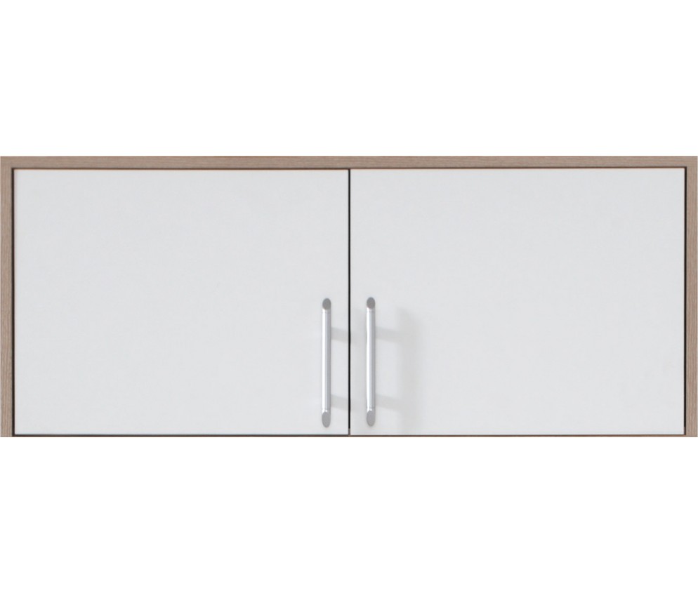 Schrank Simon 100 2D2SZ Eiche Sonoma/Weiß Lux mit Spiegel