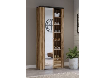 Schrank Lola 80 Satin Nussbaum / Touchwood mit Spiegel