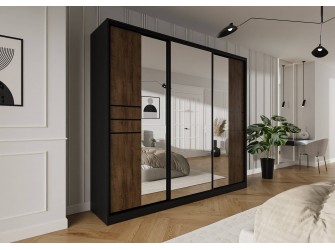 Schiebeschrank Trend 8 250 Schwarz Matt + Eiche Lefkas